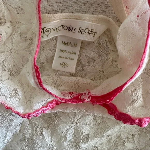 Victoria's Secret Babydoll Small Sheer White Floral Lace Coquette Ruffle - Picture 4 of 5